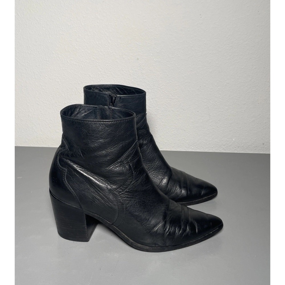 FRYE FLYNN SHORT INSIDE ZIP Black Leather Boots 9.5M